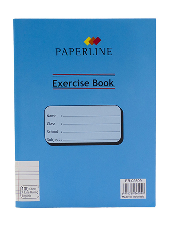 Paperline 4 line Exercise Book, 100 Sheet, Blue