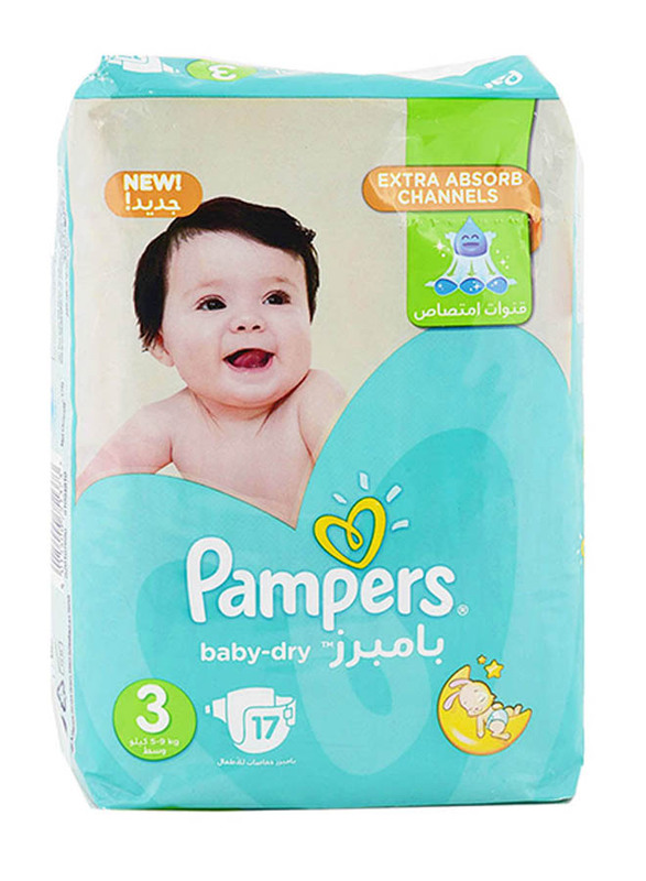 Pampers Active Baby Dry Diapers, Size 3, Medium, 5-9 kg, Carry Pack, 17 Count