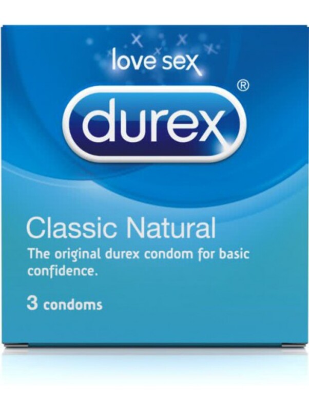 Durex Natural Classic Condoms, 3 Pieces