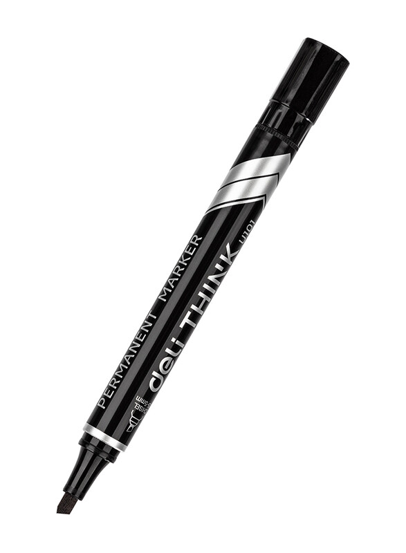 

Deli U10120 Permanent Marker with Chisel Head, Black