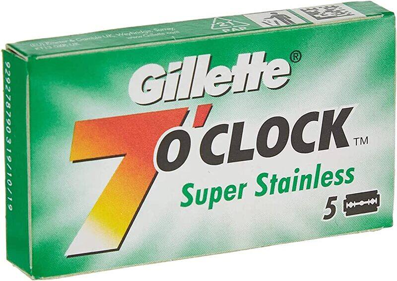 

Gillette 7 O'Clock Super Stainless Green Razor Blades, 5 Pieces