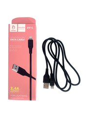 Denmen 1 Meter Lightning Data Cable, 2.4A Fast Charge USB Type A Male to Lightning for Apple Devices, D01L, Black