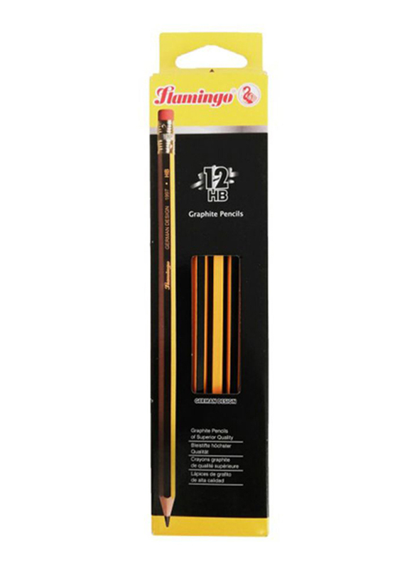 Flamingo 12-Piece Graphite Pencils Set, Black