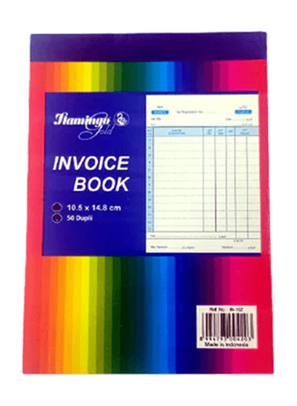 Flamingo Gold Invoice Book, 10.5 x 14.8 cm, Multicolour