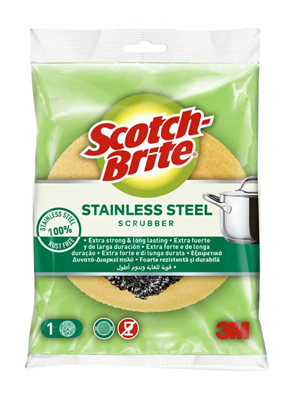 

3M Scotch Brite Metallic Stainless Steel Spiral Scrubber with Sponge, 1 Piece