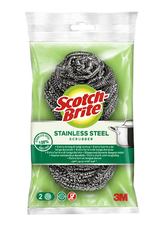 

3M Scotch Brite Stainless Steel Scrubber, 2 Pieces