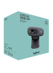 Logitech C270 HD Webcam, Black
