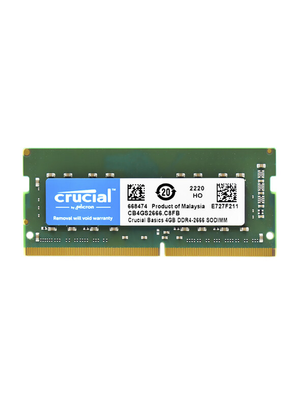 

Crucial 4GB RAM CL19 2666MHz DDR4 Laptop Memory, CB4GS2666, Green