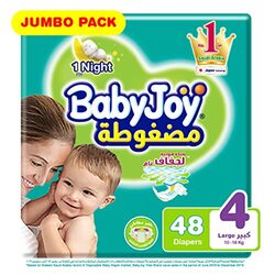 Baby Joy Compressed Diamond Pad Diaper, Size 4, 10-18 Kg, 48 Count