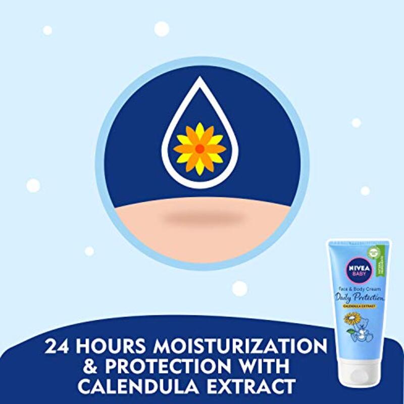 Nivea Baby Daily Protection Calendula Extract Face & Body Cream, 2 x 100ml, Blue