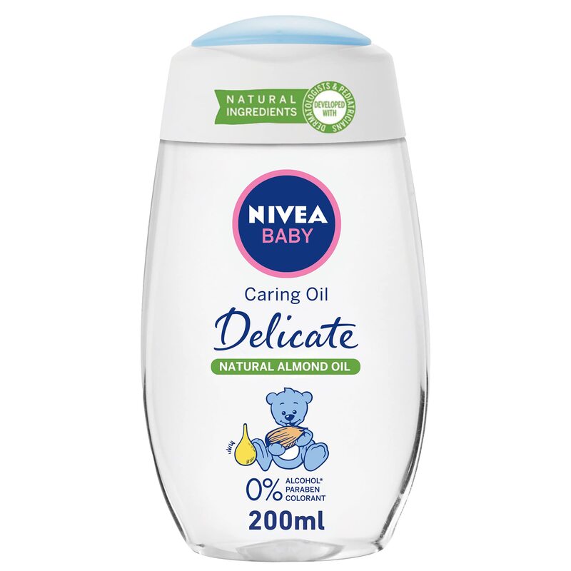 Nivea Baby Delicate Caring, Natural Almond Oil, 200ml, White