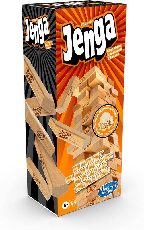 

Hasbro Classic Jenga Genuine Hardwood Stacking Blocks Tower Game, Ages 6+