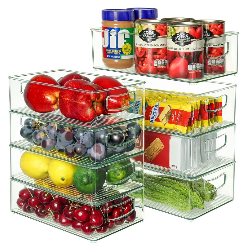 14 PC Refrigerator Organizer Set Clear Storage Bins for Fridge Freezer &  Pantry