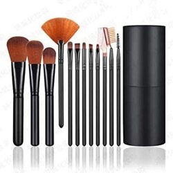 Naari By Srishti Makeup Brush Set With Holder Makeup Premium Brushes, 12-Piece, Black