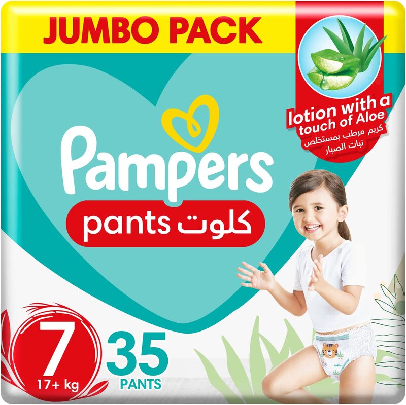 Pampers Baby Dry Pants with Aloe Vera Lotion, Size 7, 17+ Kg, 35 Count