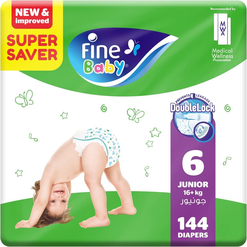 Fine Baby Diaper, Size 6, 16+ Kg, 144 Count