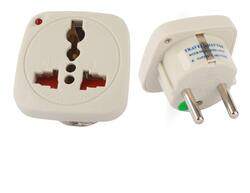 Terminator Multi Traveller Adapter with Shutter & Indicator for EU to Universal, TL-15, White