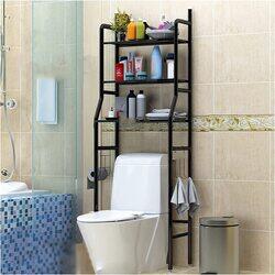 Over Toilet 3 Tier Bathroom Storage Shelf Multi-Functional Space Saving Organizer In Washroom, Black