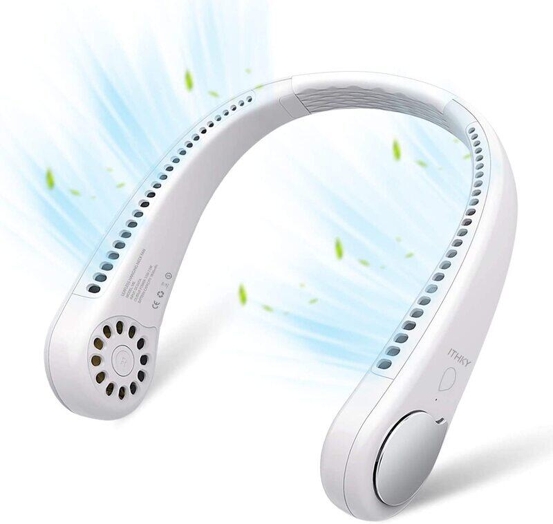 

Generic ITHKY USB Rechargeable Hands Free Bladeless Neck Fan with 360° Cooling with 3 Wind Speed, White