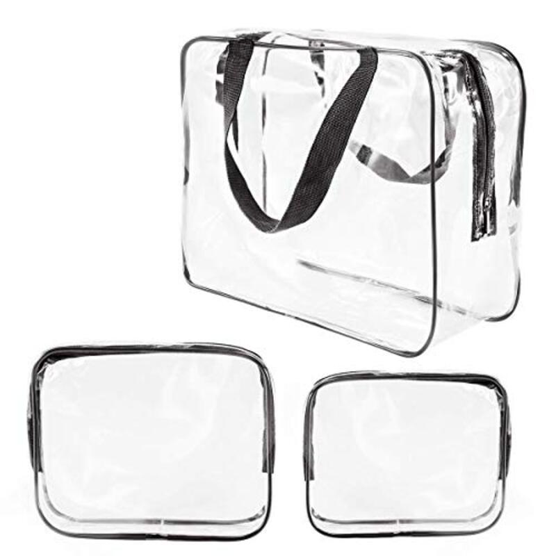 Vinyl Air Travel Toiletry Bags Bulk Water Resistant PVC Packing Cubes with Zipper Cosmetic Bag, Clear