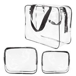 Vinyl Air Travel Toiletry Bags Bulk Water Resistant PVC Packing Cubes with Zipper Cosmetic Bag, Clear