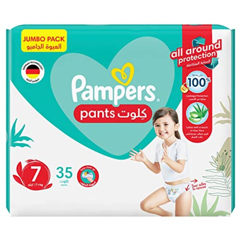 Pampers Baby Dry Pants with Aloe Vera Lotion, Size 7, 17+ Kg, 35 Count