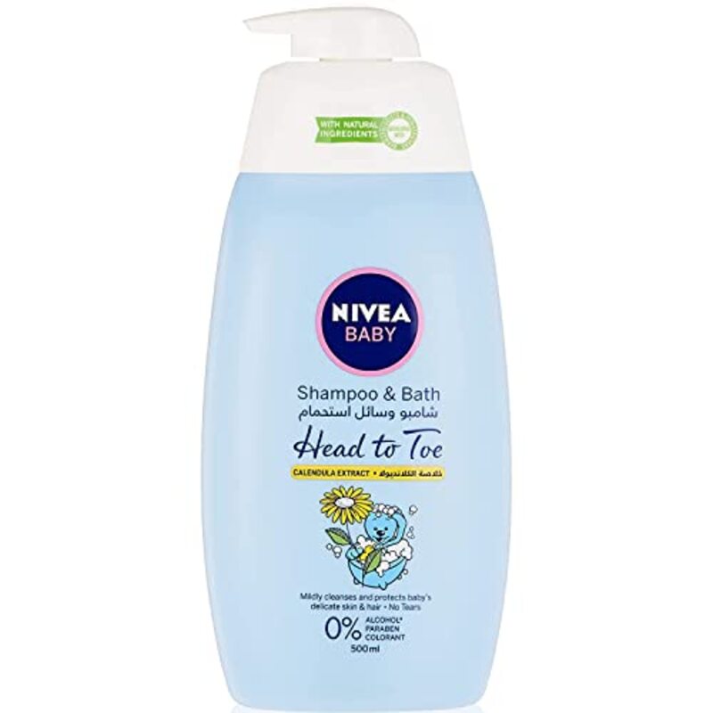 Nivea Baby Head to Toe Shampoo And Bath with Calendula Extract, 500ml, Blue