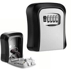 Wall Mounted Key Storage Lock Box, Black/Silver