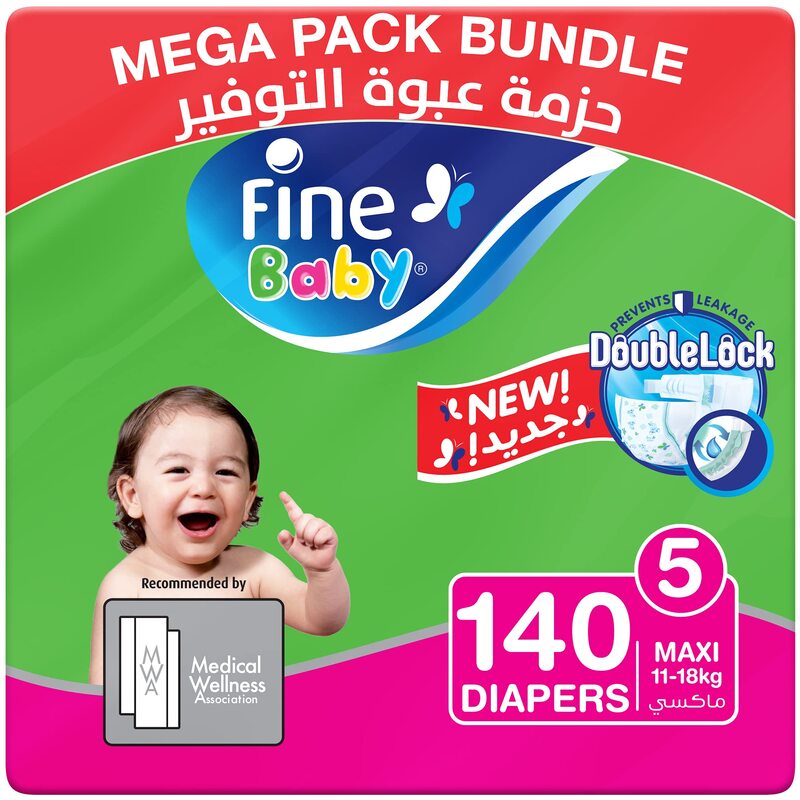 Fine Baby Diapers, Size 5, 11-18 Kg, 140 Count