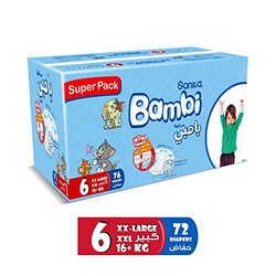 Sanita Bambi Baby Diaper, XXL, 18+ Kg, 76 Count