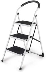 3 Steps Foldable Ladder, Black-white