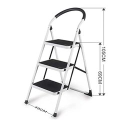 Maple 3 Step Folding Steps Ladder, Black/White