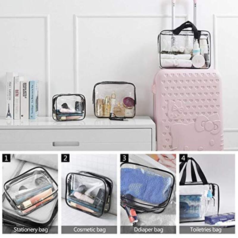 Vinyl Air Travel Toiletry Bags Bulk Water Resistant PVC Packing Cubes with Zipper Cosmetic Bag, Clear