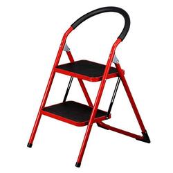 Multi-Purpose Folding Ladders/Step Stool with Wide Pedal, Red/Black