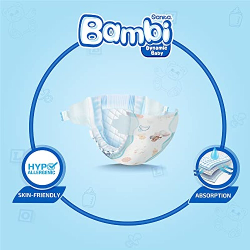 Sanita Bambi Baby Diapers, Size 6, 16+ Kg, 52 Count