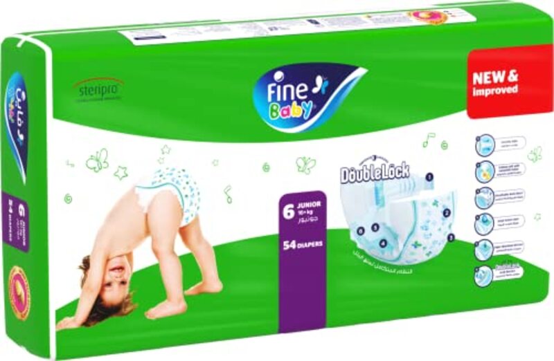 Fine Baby Diapers, Size 6, 16+ Kg, 54 Count