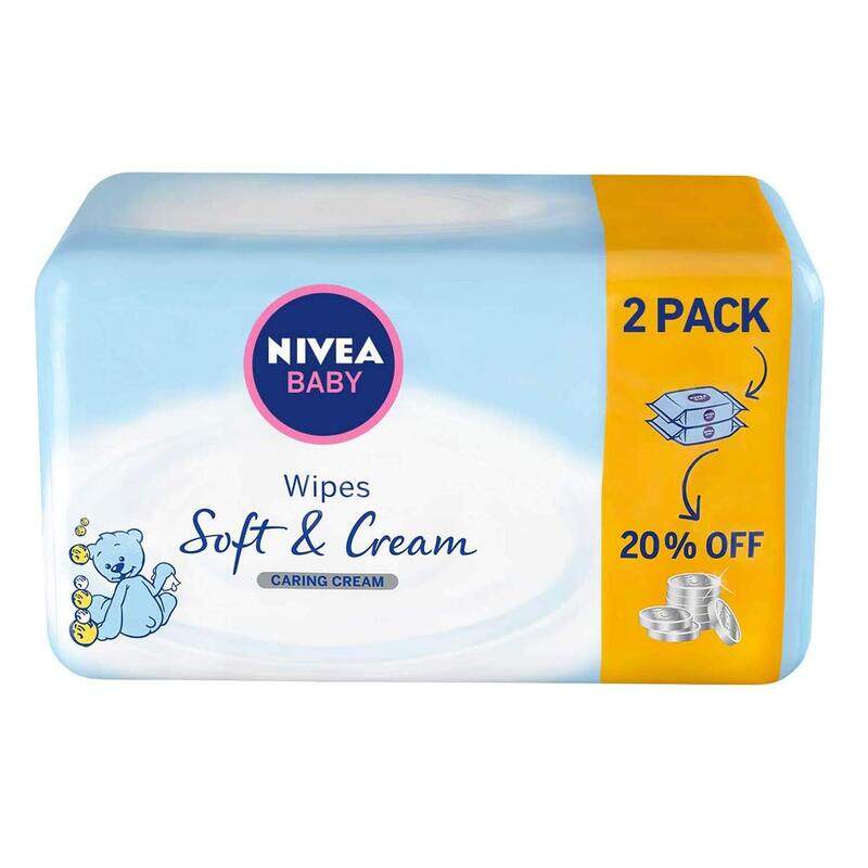 

Nivea Baby Caring Cream Protection Soft & Cream Wipes, 2 x 63 Wipes, White