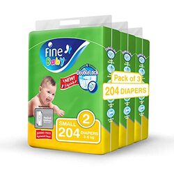 Fine Baby Diapers, Size 2, 3-6 Kg, 204 Count