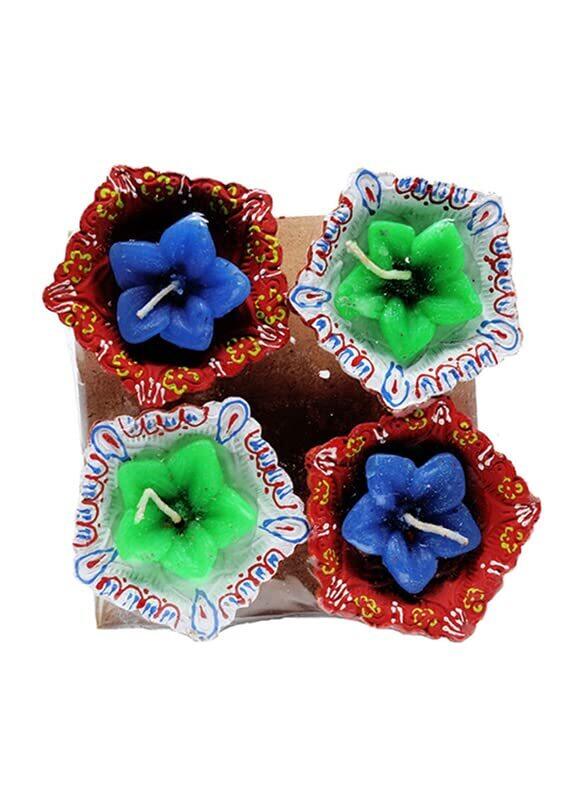 

Generic Matti Polygon Fancy Diya, 4 Pieces, Multicolour
