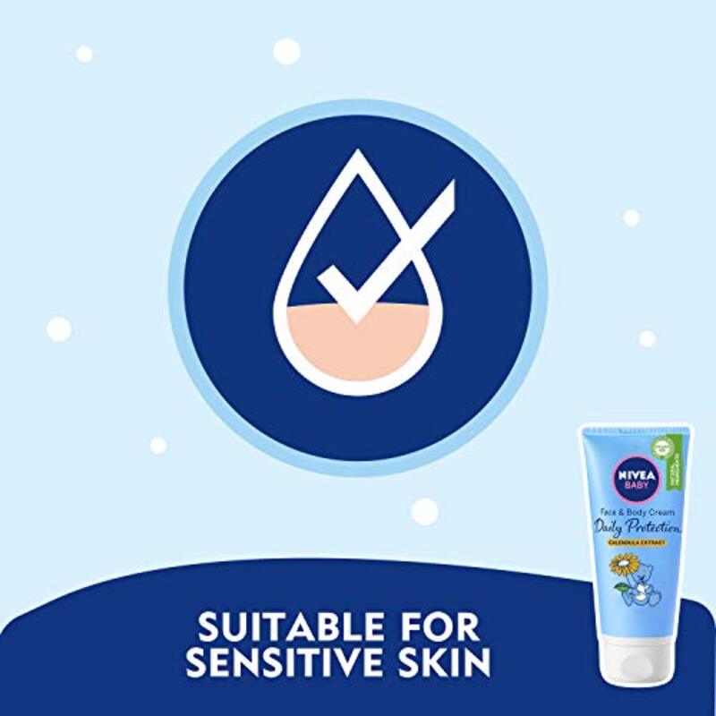 Nivea Baby Daily Protection Calendula Extract Face & Body Cream, 2 x 100ml, Blue