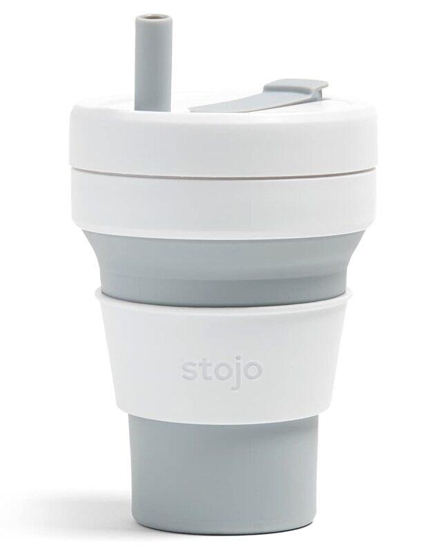

Stojo 16oz Silicone Biggie Cup, White/Grey