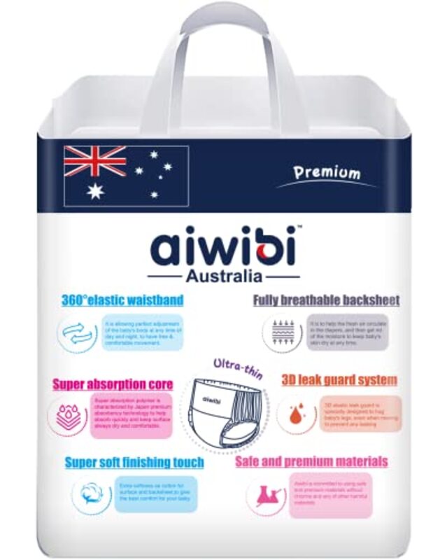 Aiwibi Ultra-Thin Premium Baby Diaper Pants, Size M, 4-10 Kg, 26 Count