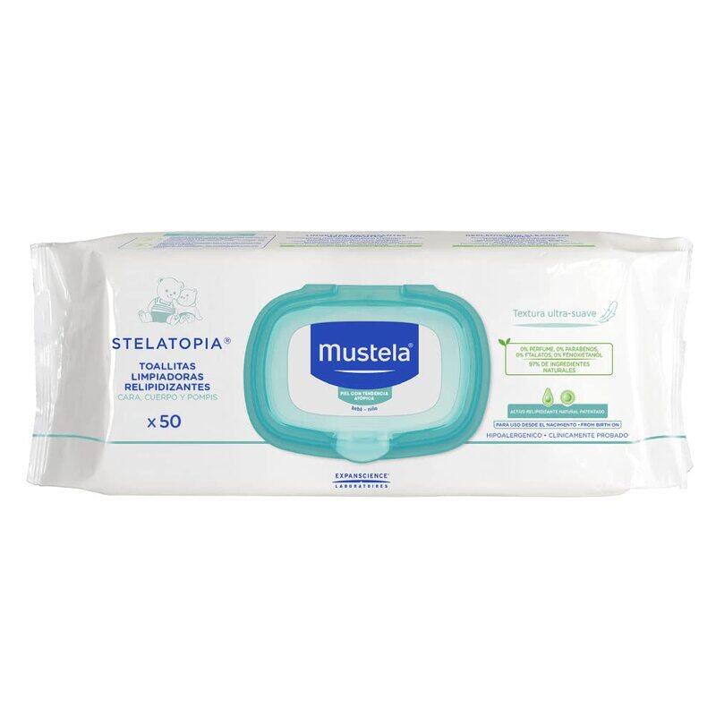 

Mustela Stelatopia Replenishing Cleansing Wipes, 50 Sheets, White