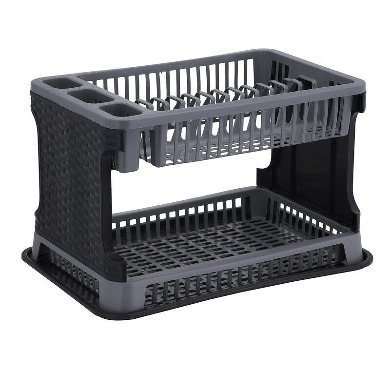 

Royalford 2 Layer Rattan Dish Drainer, RF10117, Black