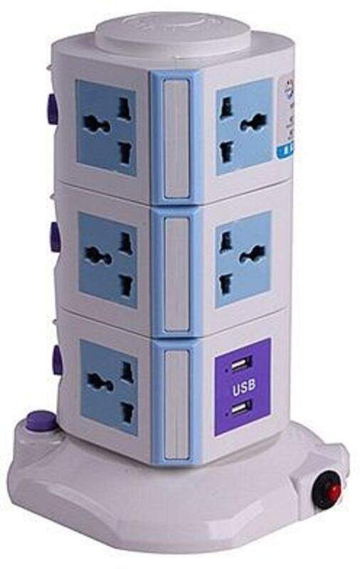 

Generic 3-Meter Universal Vertical Power Socket with Multifunction Plug & 2 USB, Multicolour