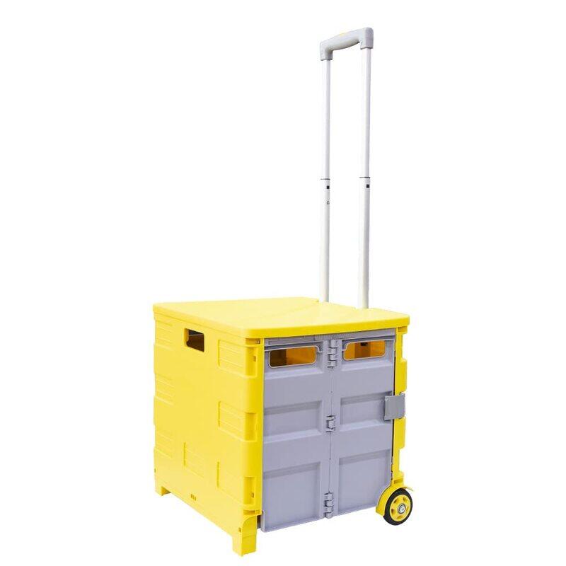 

Berry 35kg Folding Shopping Trolley Storage Boot Cart Box, Yellow