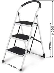 3 Steps Foldable Ladder, Black-white