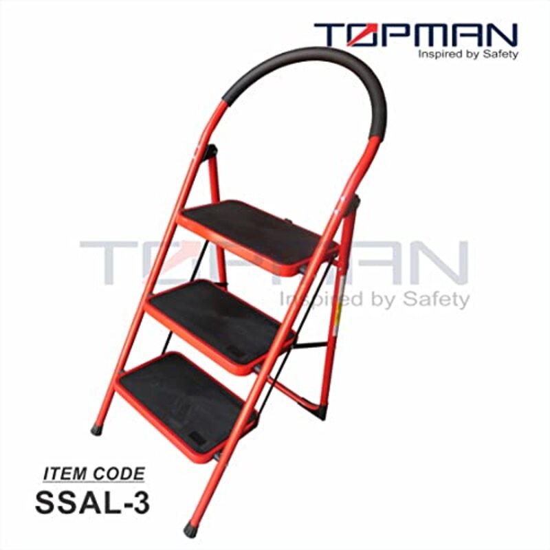 3 Step Folding Multifunction Step Ladder, Red