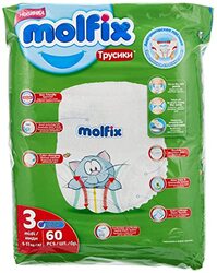 Molfix Anti Leakage Comfortable Baby Diapers, Size 3, 4-9 Kg, 60 Count