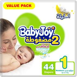 Baby Joy 2X Compressed Diaper, New-born, Size 1, Upto 4 Kg, 44 Count